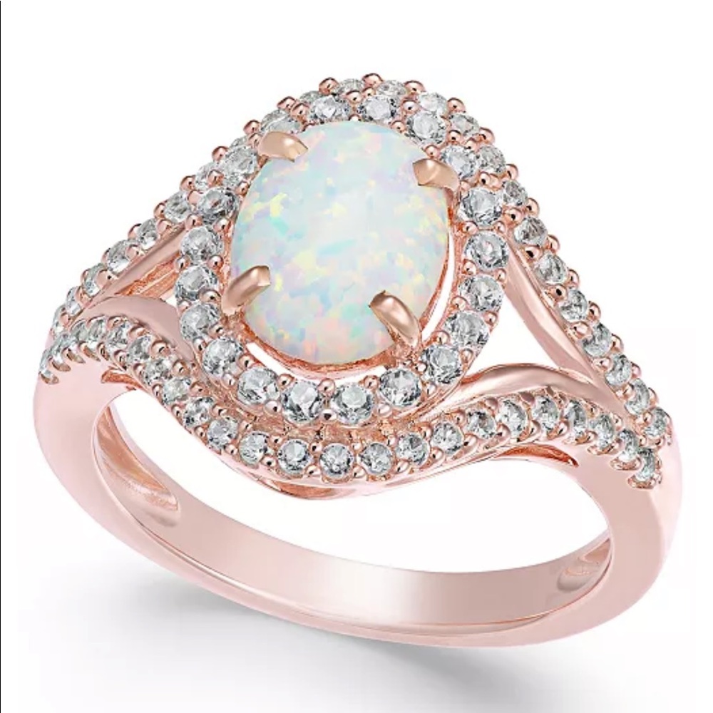 Rose gold diamond Opal ring